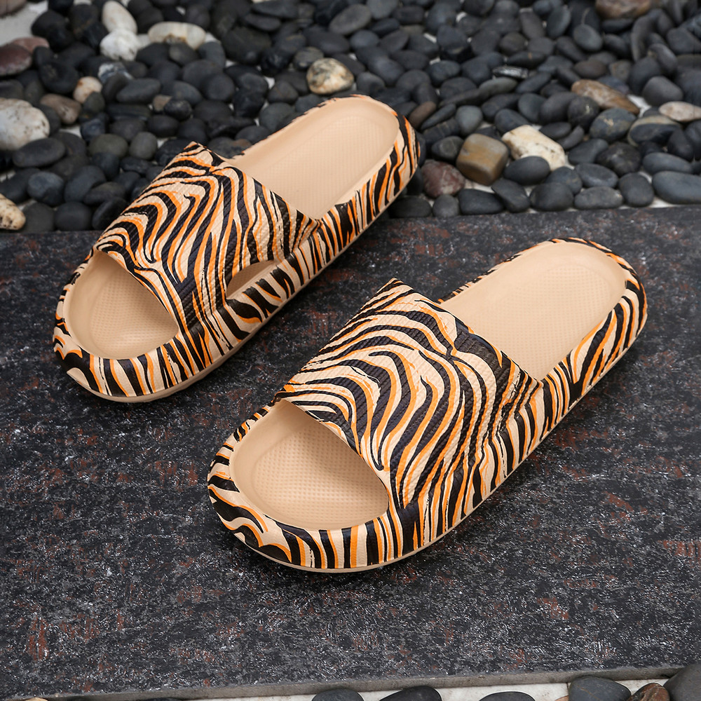 Soft Summer Holiday Printing Women Slippers Pillow Platform, Adjustable Double-Buckle Sandals, Vacation Beach Comfort