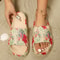Soft Summer Holiday Printing Women Slippers Pillow Platform, Adjustable Double-Buckle Sandals, Vacation Beach Comfort