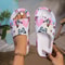 Soft Summer Holiday Printing Women Slippers Pillow Platform, Adjustable Double-Buckle Sandals, Vacation Beach Comfort