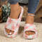 Soft Summer Holiday Printing Women Slippers Pillow Platform, Adjustable Double-Buckle Sandals, Vacation Beach Comfort