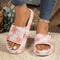 Soft Summer Holiday Printing Women Slippers Pillow Platform, Adjustable Double-Buckle Sandals, Vacation Beach Comfort