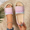 Soft Summer Holiday Printing Women Slippers Pillow Platform, Adjustable Double-Buckle Sandals, Vacation Beach Comfort