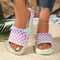 Soft Summer Holiday Printing Women Slippers Pillow Platform, Adjustable Double-Buckle Sandals, Vacation Beach Comfort