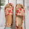 Soft Summer Holiday Printing Women Slippers Pillow Platform, Adjustable Double-Buckle Sandals, Vacation Beach Comfort