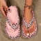 Soft Summer Holiday Printing Women Slippers Pillow Platform, Adjustable Double-Buckle Sandals, Vacation Beach Comfort