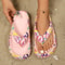 Soft Summer Holiday Printing Women Slippers Pillow Platform, Adjustable Double-Buckle Sandals, Vacation Beach Comfort