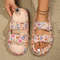 Soft Summer Holiday Printing Women Slippers Pillow Platform, Adjustable Double-Buckle Sandals, Vacation Beach Comfort