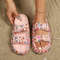 Soft Summer Holiday Printing Women Slippers Pillow Platform, Adjustable Double-Buckle Sandals, Vacation Beach Comfort