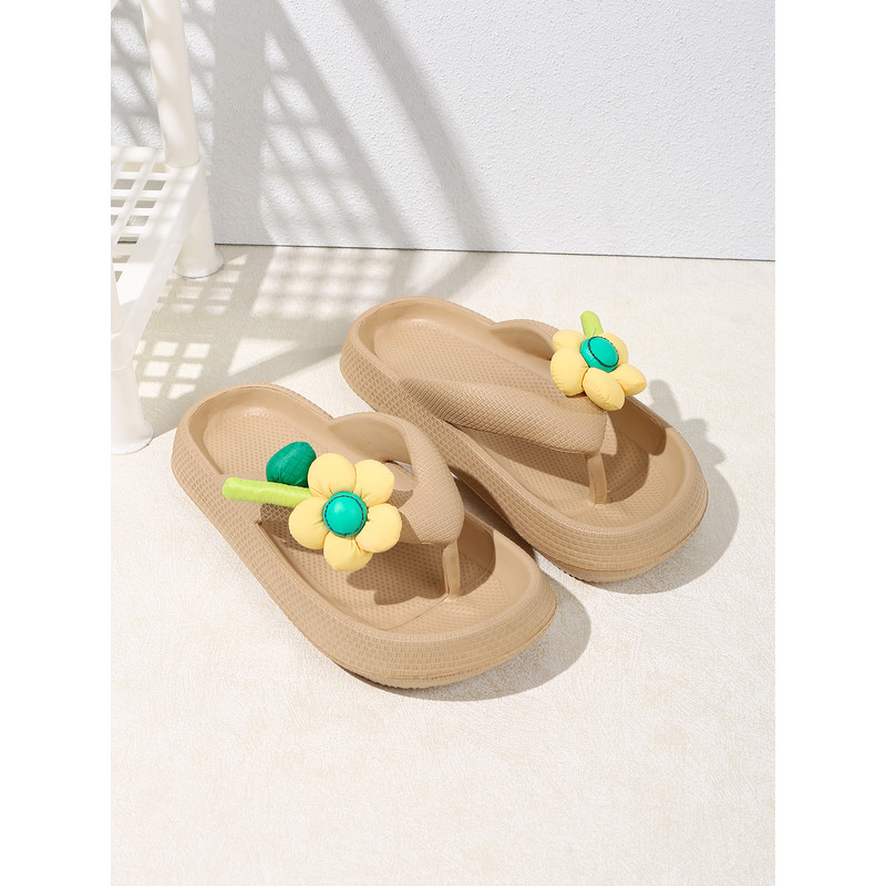 Cute Multi-Color Summer Women's Flip Flops with Phalaenopsis Flowers, Sweet Slippers for Vacation and Party