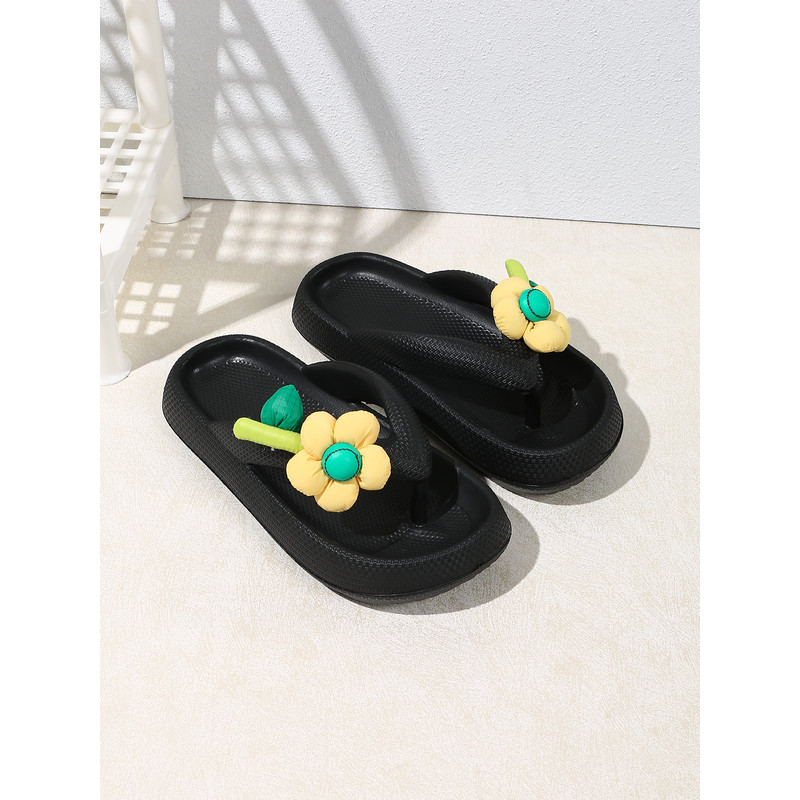 Cute Multi-Color Summer Women's Flip Flops with Phalaenopsis Flowers, Sweet Slippers for Vacation and Party