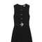 TRAFZA Womens Summer Black O-Neck Sleeveless Jumpsuit, High Street Fashion with Belt Decoration Button Zipper Design