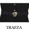TRAFZA Womens Summer Black O-Neck Sleeveless Jumpsuit, High Street Fashion with Belt Decoration Button Zipper Design