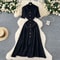 Chic Fashion Elegant Patchwork Knitted Maxi Dress Summer Lady Turndown Collar Shirt Sweater Dress P 4