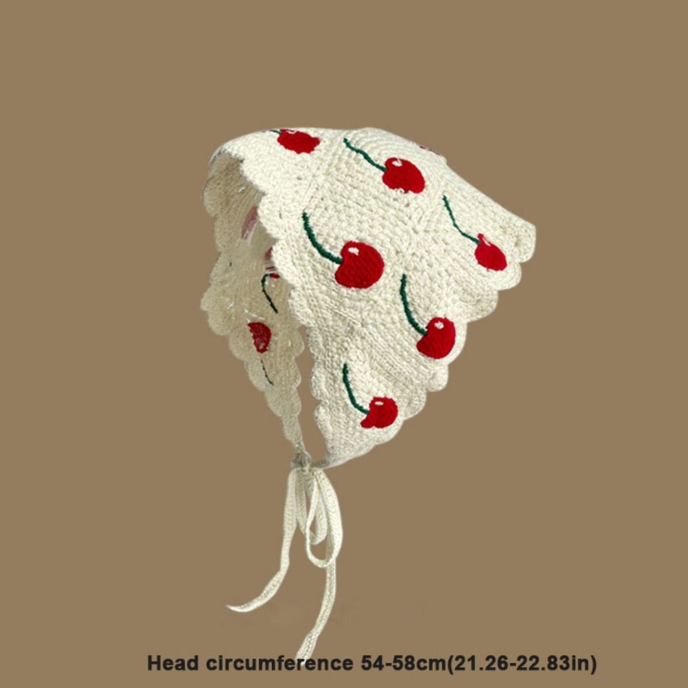 Sweet Knitted Triangle Headband French Pastoral Style Handmade Girl Flower Headscarf Crochet Hollow Beach Vacation Headkerchief