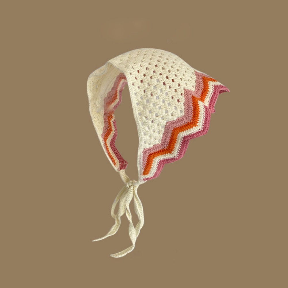 Sweet Knitted Triangle Headband French Pastoral Style Handmade Girl Flower Headscarf Crochet Hollow Beach Vacation Headkerchief