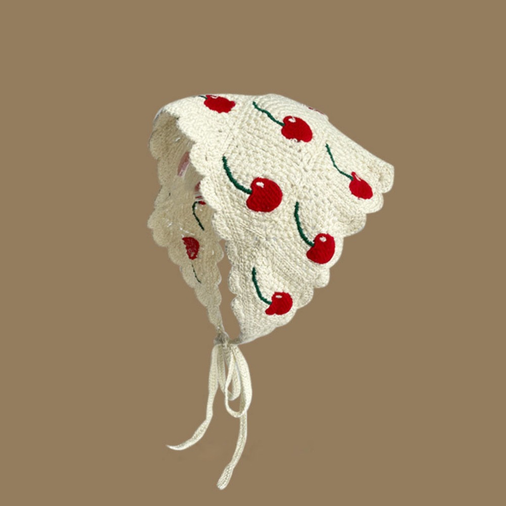 Sweet Knitted Triangle Headband French Pastoral Style Handmade Girl Flower Headscarf Crochet Hollow Beach Vacation Headkerchief