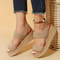 Women's Platform Casual Sandals Thick Soled Open Toe Wedge Sandals, Ankle Strap Slingback Sandals, Eco Hemp Footwear