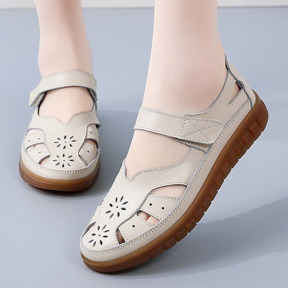 Sandals Summer Breathable Leather Slippers Womens Non Slip Casual Roman Shoes Ladies Versatile Slip 4