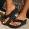 Women's Fashion Wedge Flip Flops, Summer Platform Shoes Light Weight, Girls Indoor Beach Slippers, Ladies Street Sandals