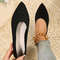 Women Pointed Toe Flat Shoes Solid Color Knitted Slip On Loafers | Casual Breathable Ballet Flats for Women