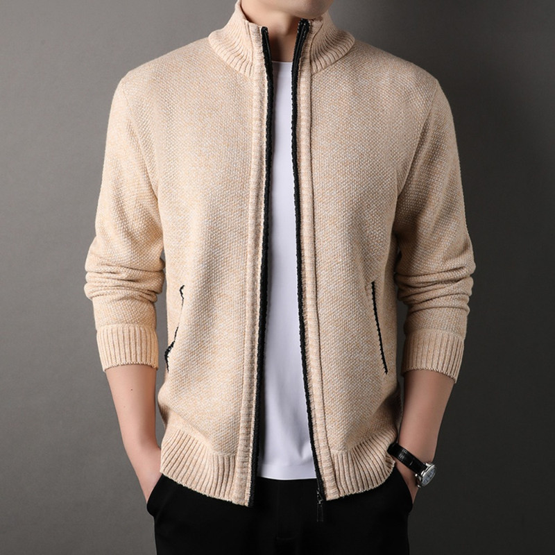 Mens Standup Collar Knit Sweater Autumn Winter Jacket Slim Cardigan Tops Solid Color Sweatercoat Gi 0
