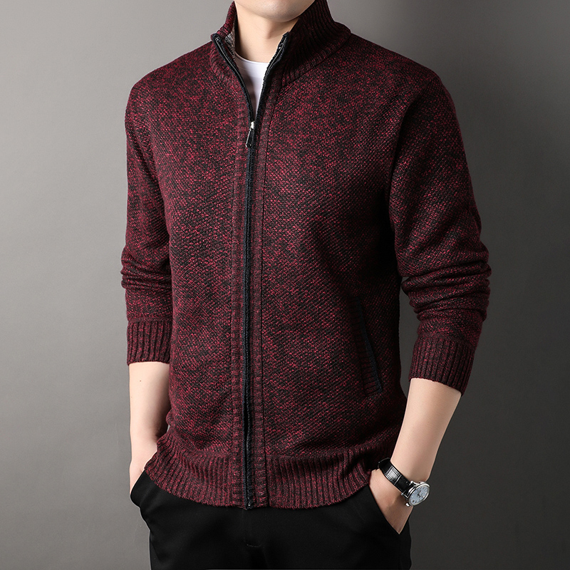 Mens Standup Collar Knit Sweater Autumn Winter Jacket Slim Cardigan Tops Solid Color Sweatercoat Gi 7