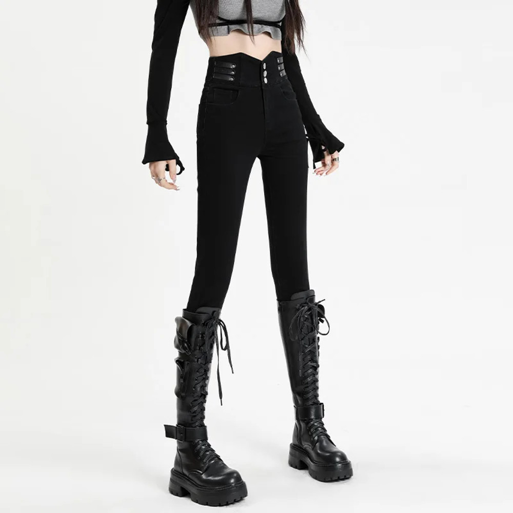 Winter Warm Jeans Women Fleece Thickened Stretch Skinny Pencil Pants High Waist Slim Fashion Velvet 3