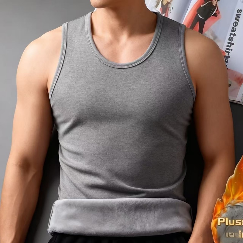 Mens Warm Thermal Underwear Autumn Winter Sleeveless Vest Thickening Thermo Lingerie Soft Fleece Li 0