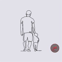 Happy Father's day Machine Embroidery Designs, Father&son Embroidery Patterns, Dad and Baby Boy One Line Embroidery Desi