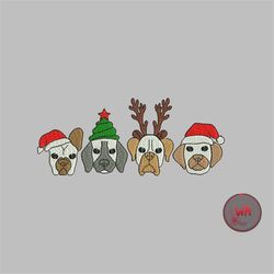 four christmas dogs embroidery design, christmas machine embroidery design, christmas machine embroidery files, instant