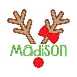 girl rudolph/reindeer applique design, machine embroidery, christmas applique embroidery design, digital download, 4x4,