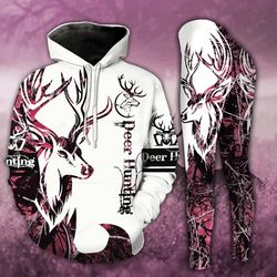 pink neon deer hunting hoodie and legging