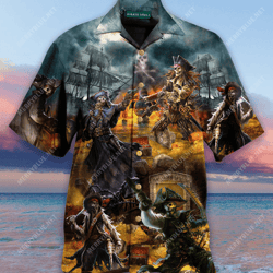 pirate skull treasure hunting unisex hawaiian shirt