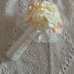 Handmade bridal bouquet double and boutonniere for groom/wedding bouquet/boutonniere for the groom/ wedding boutonniere