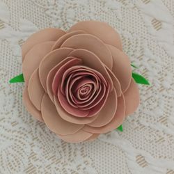 Handmade rose flower brooch on pin/ beige brooch made foam Eva/original womens accessories/gift for her/jewellery byhahd