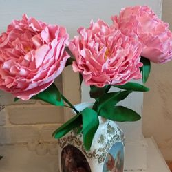 Luxury bouquet pink peonies by hand/pink flowers made foam/artificial peonies/gift for her/mother Day gifts/birthdaygift