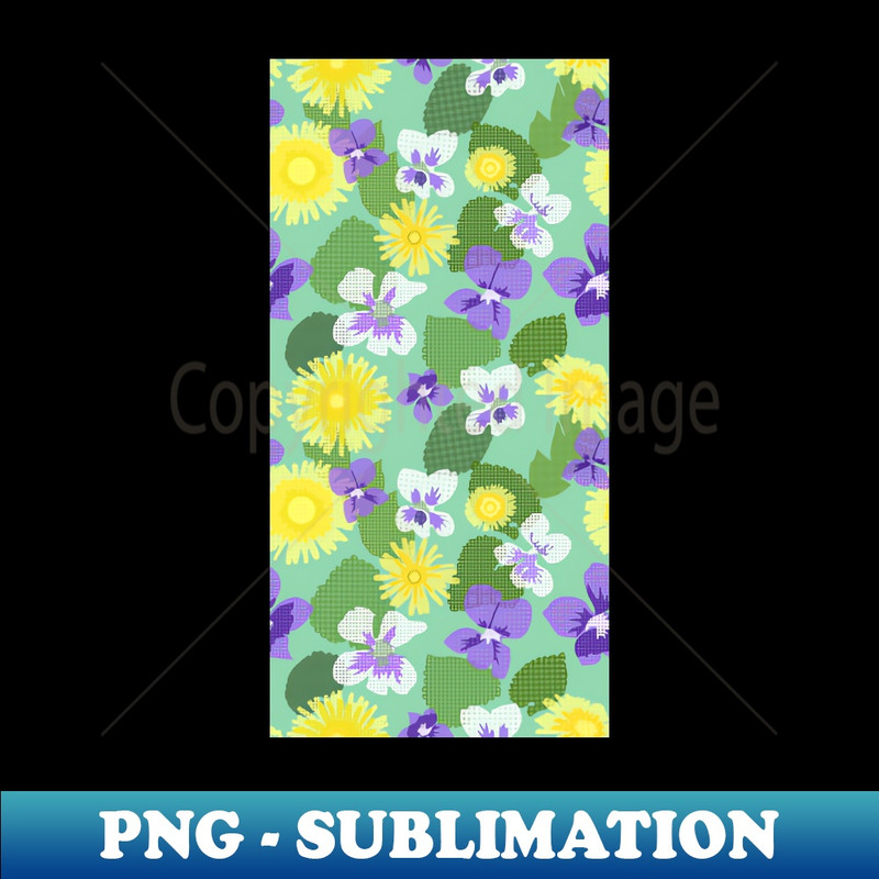 UQ-11094_Cross-stitch Dandelions and Violets on Mint Green Vertical 5618.jpg