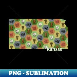 Kansas State Map Board Games - High-Resolution PNG Sublimation File - Add a Festive Touch to Every Day
