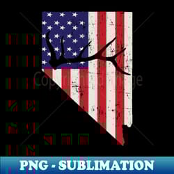 hunting elk shed or deer- nevada map us flag hunter t-shirt - signature sublimation png file - perfect for personalization