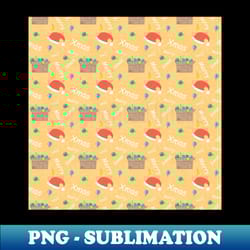 box with christmas decoration and santa hat pattern - trendy sublimation digital download - bring your designs to life