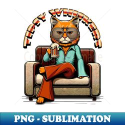 Whiskered Brew - Laid-back Cat Enjoying a Cold One - Premium Sublimation Digital Download - Perfect for Sublimation Art