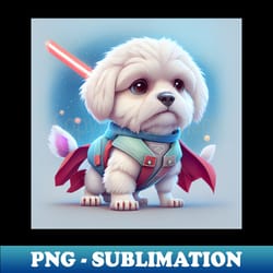 super maltese with red lightsaber - fantasy knight - retro png sublimation digital download - create with confidence