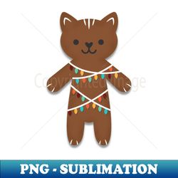 Gingerbread Candy String Lights Cat - Stylish Sublimation Digital Download - Stunning Sublimation Graphics