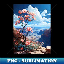 Blossoming Canyon Serenity Majestic Floral Landscape Artwork - Professional Sublimation Digital Download - Capture Imagination with Every Detail