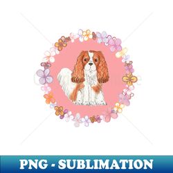 Cavalier King Charles Spaniel - Blenheim Pink Garland - Premium Sublimation Digital Download - Stunning Sublimation Graphics