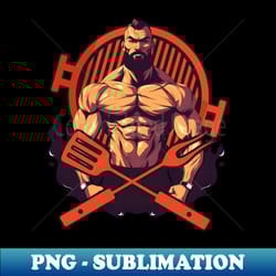 bodybuilder bbq shirt bodybuilder with grill - png transparent sublimation file - unlock vibrant sublimation designs