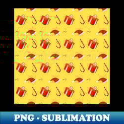 gift box and santa hat on christmas pattern - unique sublimation png download - instantly transform your sublimation projects