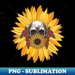 sunflower skeletons scream halloween skull head - sublimation-ready png file
