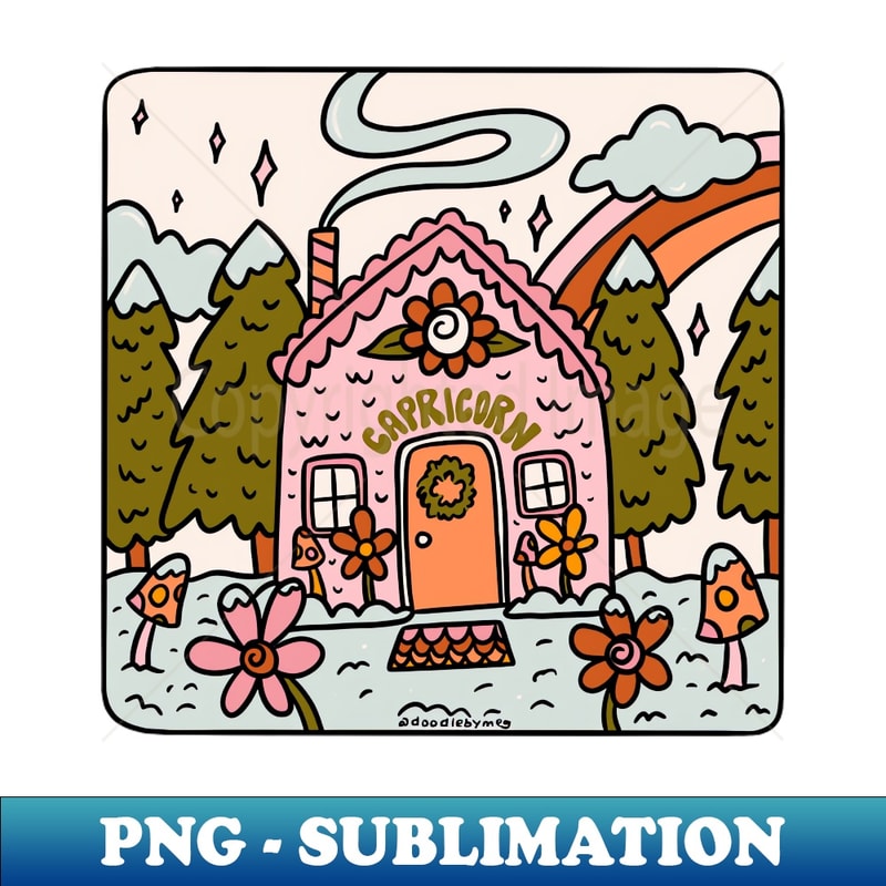 Capricorn Gingerbread House - Instant PNG Sublimation Download