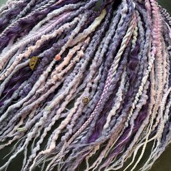 Lavender dreads, Violet dreadlocks, Purple double ended dreads, Light lavender extensions, Synthetic textured dreads